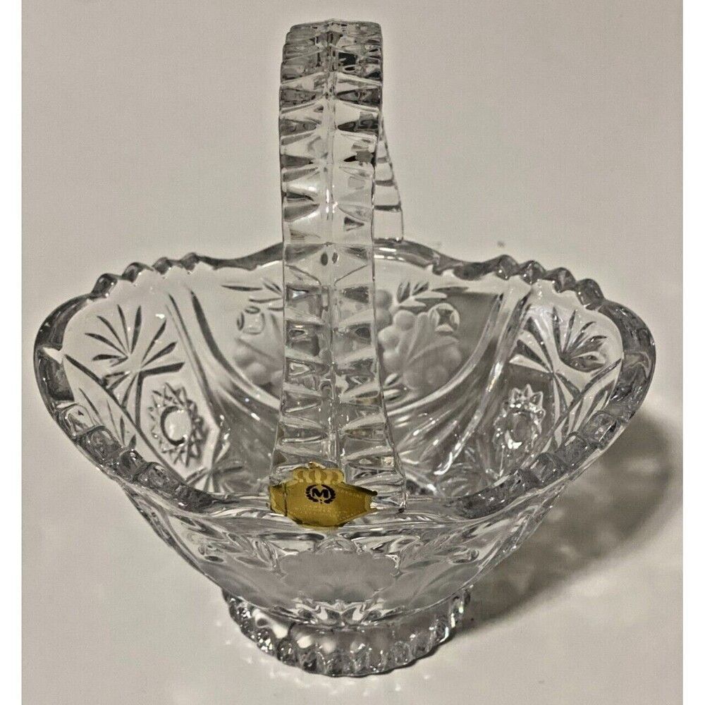 Crystal Basket Flower Candy Dish Bleikristall Handcut Over 24% Lead Made Germany